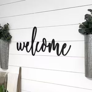 Welcome word cutout  Welcome sign  Farmhouse decor  Laser | Etsy | Etsy (US)