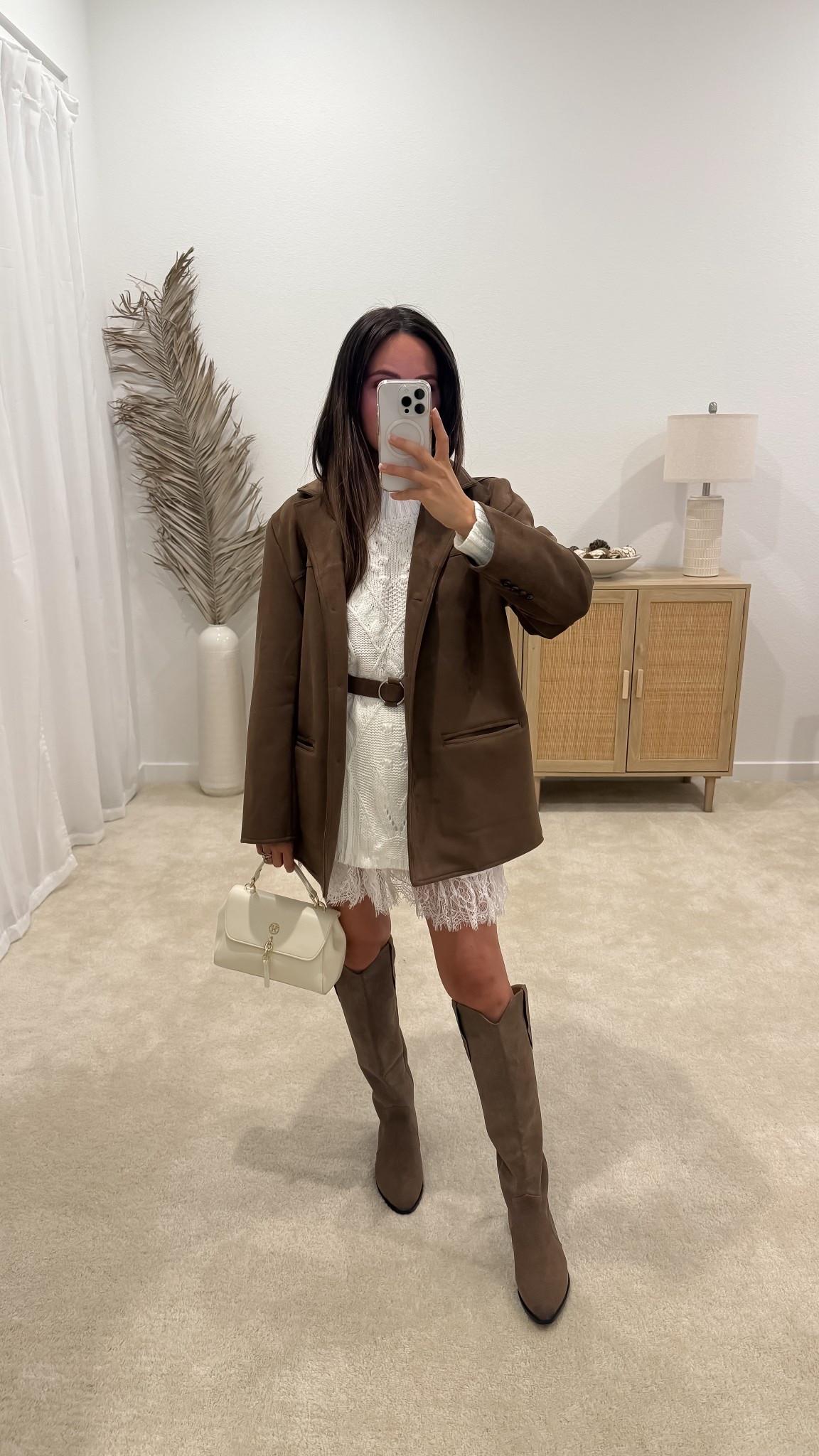 Thanksgiving outfit, thanksgiving outfits, holiday outfit, holiday outfits, party outfit, party outfits, fall date night outfit, fall outfits, sweater dress outfit, brown suede blazer outfit, brown suede jacket outfit, casual outfit, amazon outfit, lace skirt, cowboy boots outfit, western boots outfit, brunch outfit, fall sweater, winter sweater, white purse, amazon fashion // neutrallynicole, @neutrallynicole, neutrallynicole.com, Neutrally Nicole 

#LTKSaleAlert #LTKTravel #LTKSeasonal #LTKootd #LTKCyberWeek #LTKHoliday #LTKFindsUnder50 #LTKPetite #LTKFindsUnder100