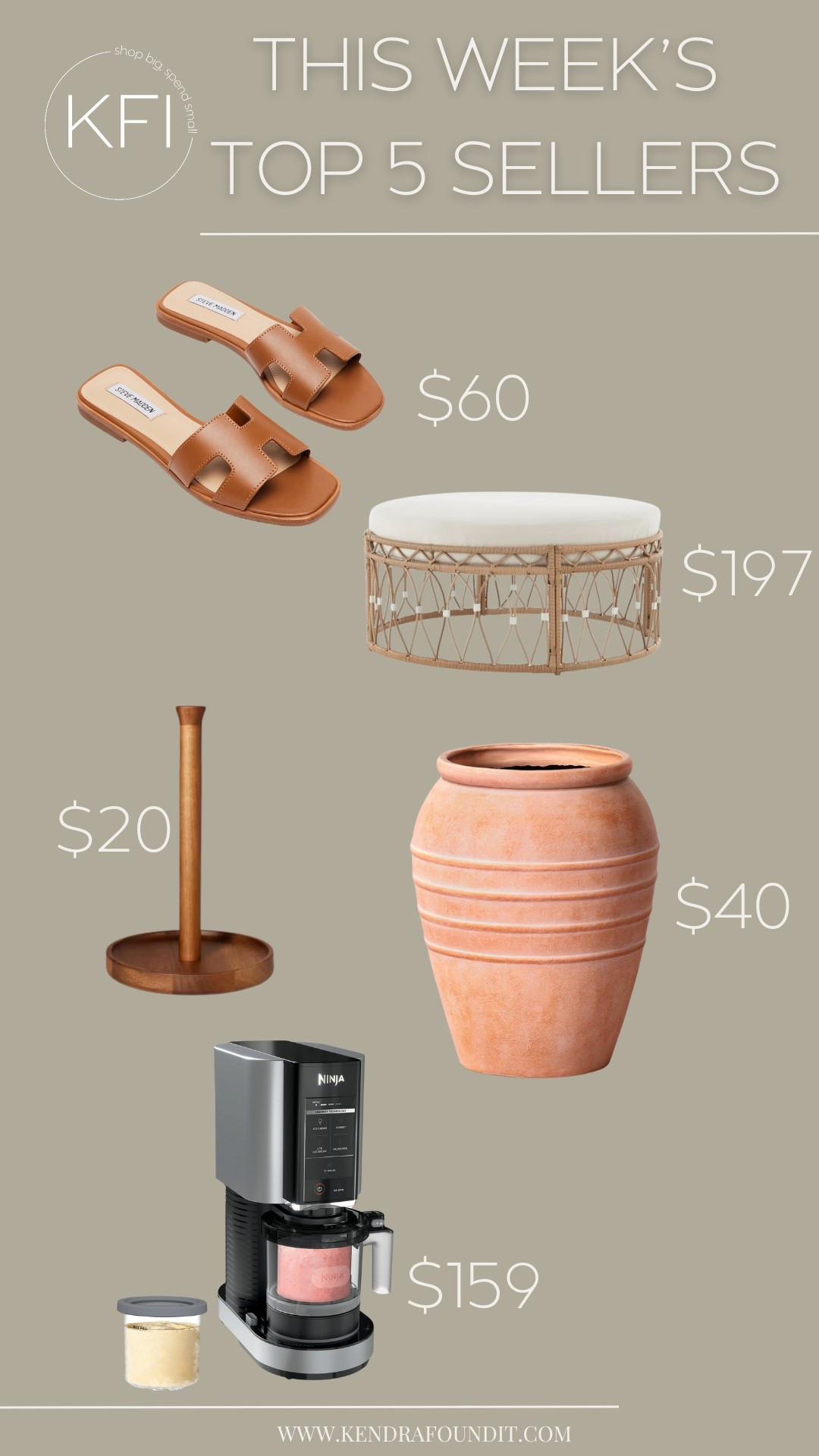 This week’s top 5 sellers are so good—and full of budget-friendly wins! These Hermès sandal dupes ($60) are a closet staple and seriously look way more expensive than they are. The wicker ottoman ($197) is such a steal for the size and style—perfect for indoors or a covered patio. The $20 wooden paper towel holder adds a touch of warmth to any kitchen. The $40 terracotta-look planter is an easy way to level up your outdoor space. And the Ninja Creami ($159) continues to be a game-changer for homemade treats (think ice cream, sorbet, smoothies—you name it!).

#LTKSummerEdit #LTKHome #LTKSaleAlert
