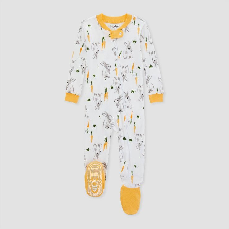 Burt's Bees Baby® Baby Boys' Roaming Rabbit Organic Cotton Footed Pajama - White | Target