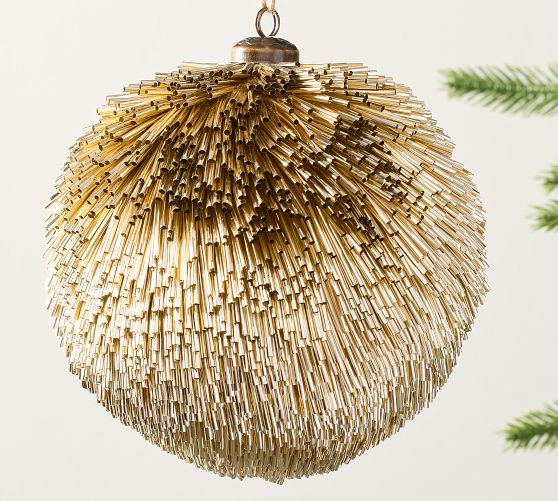 Oversized Textured Gold Ball Ornament | Pottery Barn (US)