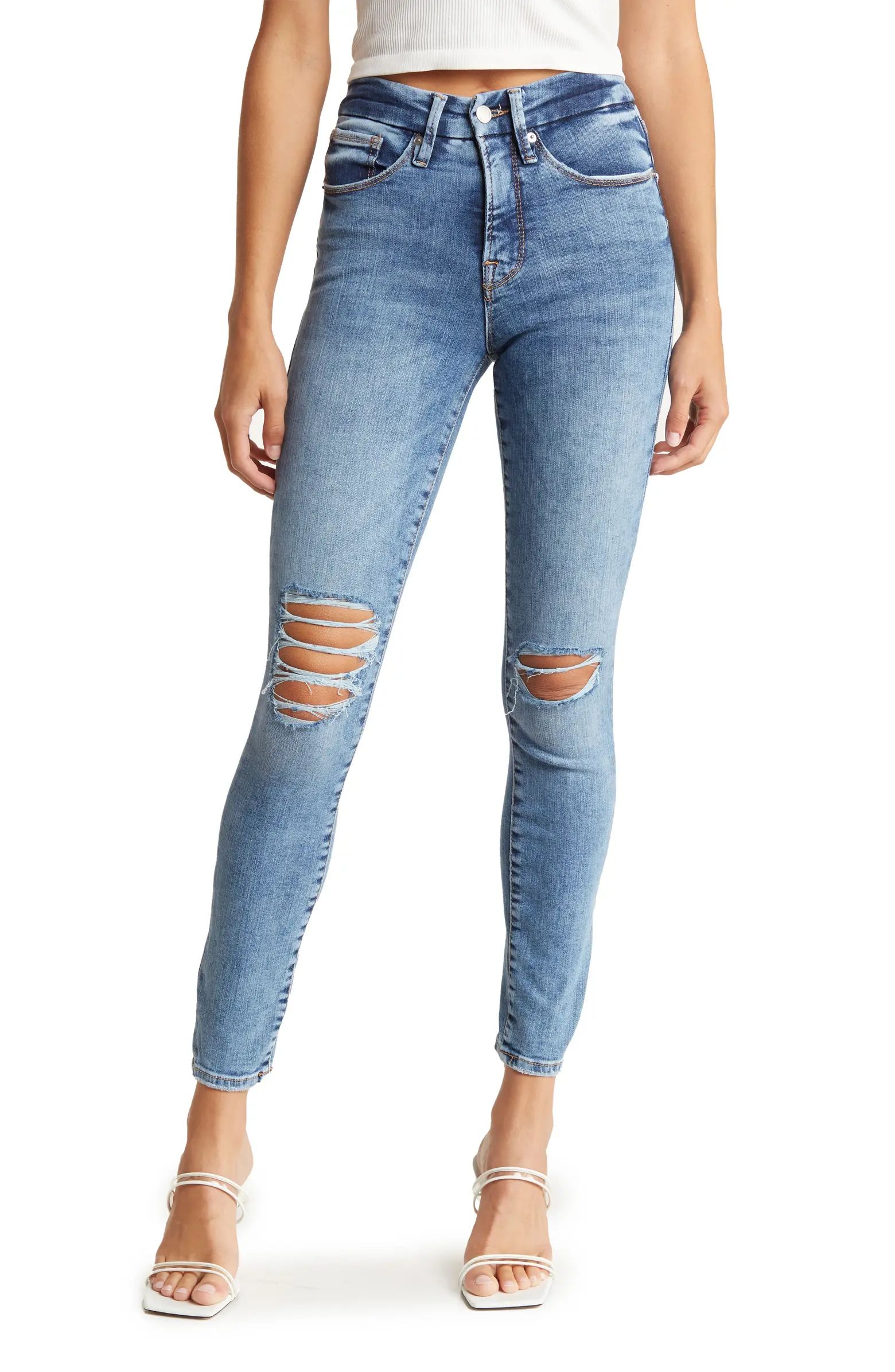Good Legs Distressed V-Yoke Skinny Jeans | Nordstrom Rack
