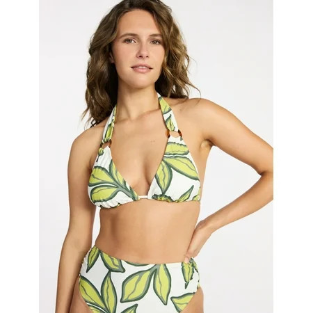 Time and Tru Women's Triangle Bikini Top with Rings, Sizes XS-XL | Walmart (US)