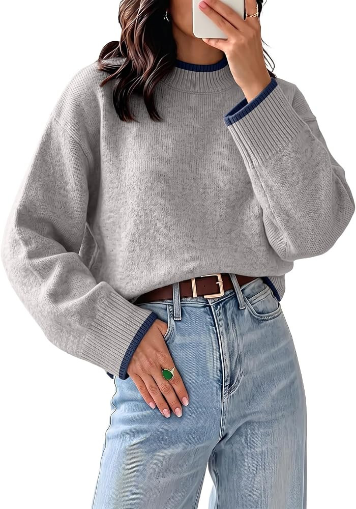 EVALESS Sweaters for Women Fall Long Sleeve Oversized Knit Pullover Tops | Amazon (US)