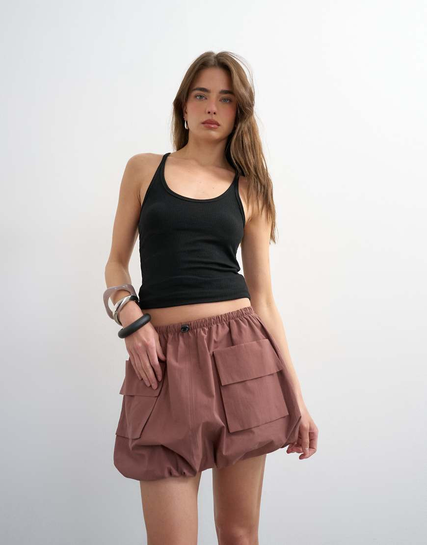Topshop toggle waist bubble utility skort in pink | ASOS (Global)