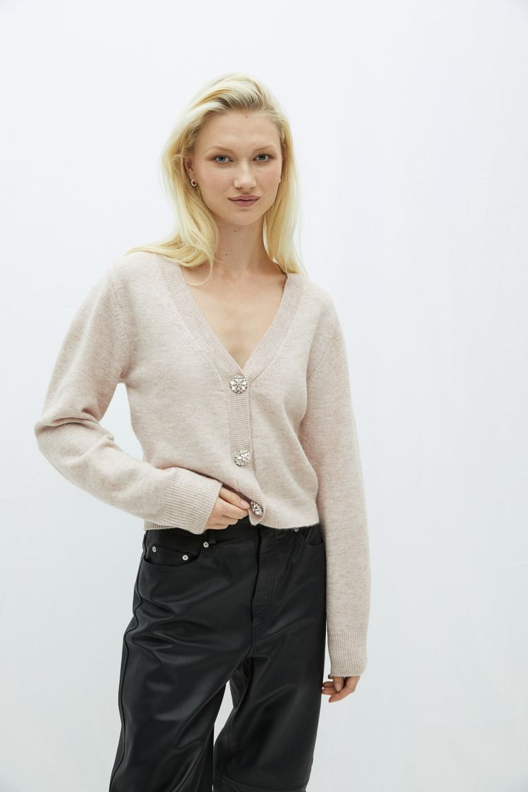 Rhinestone-button Knit Cardigan | H&M (US + CA)