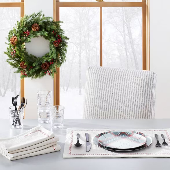 Holiday Plaid Melamine Salad Plate Red/Green - Hearth & Hand™ with Magnolia | Target