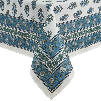 Elrene Tropez Block Print Stain & Water Resistant Indoor/Outdoor Tablecloth - Elrene Home Fashions | Target