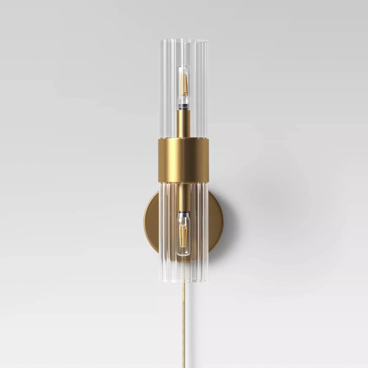 Ribbed Glass Sconce Lamp Brass  - Threshold™ | Target
