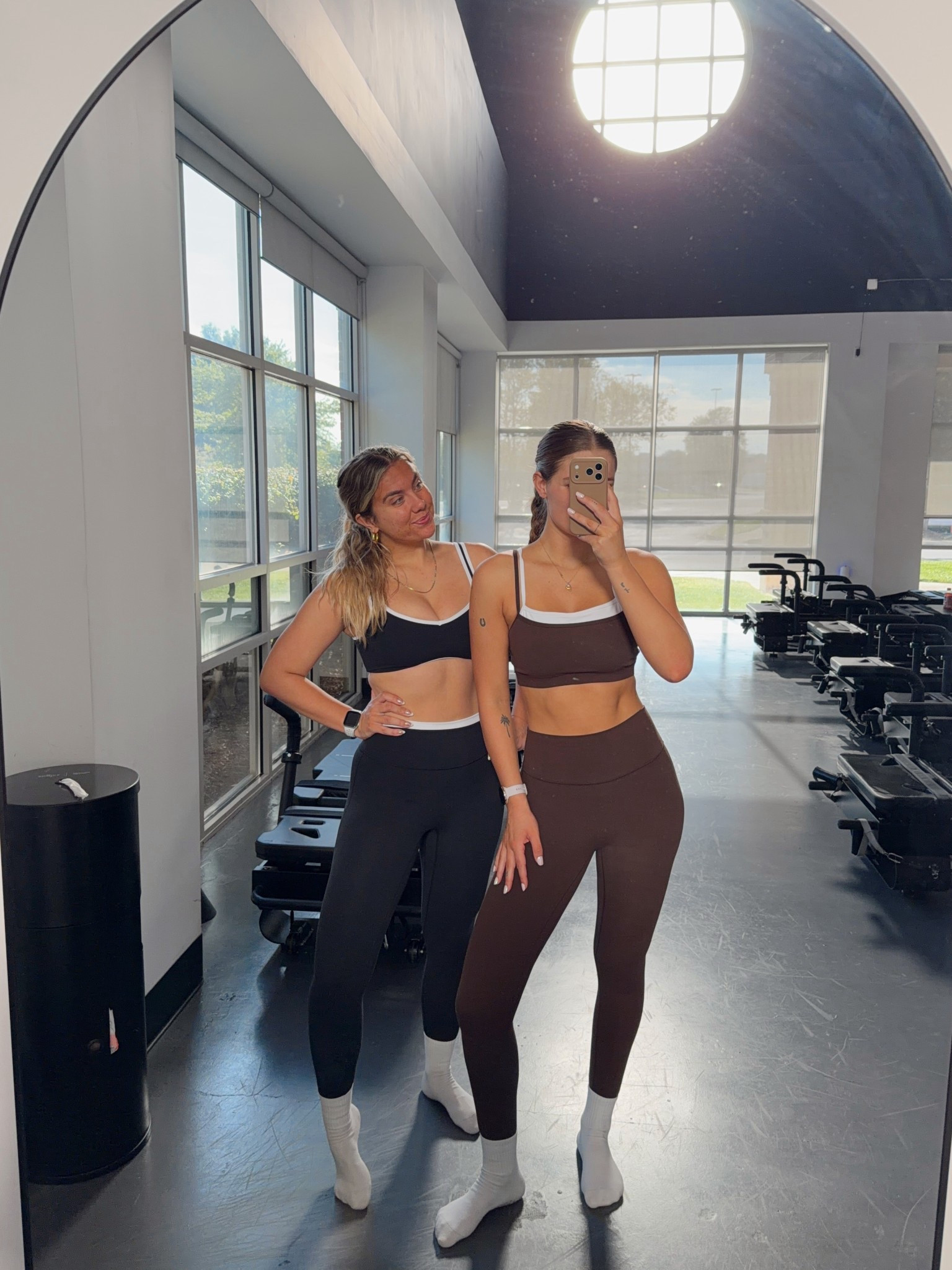 abercrombie workout sets for the win🤎 both wearing a size M in bottoms and S in the bras! 

#LTKStyleTip #LTKActive #LTKFindsUnder100