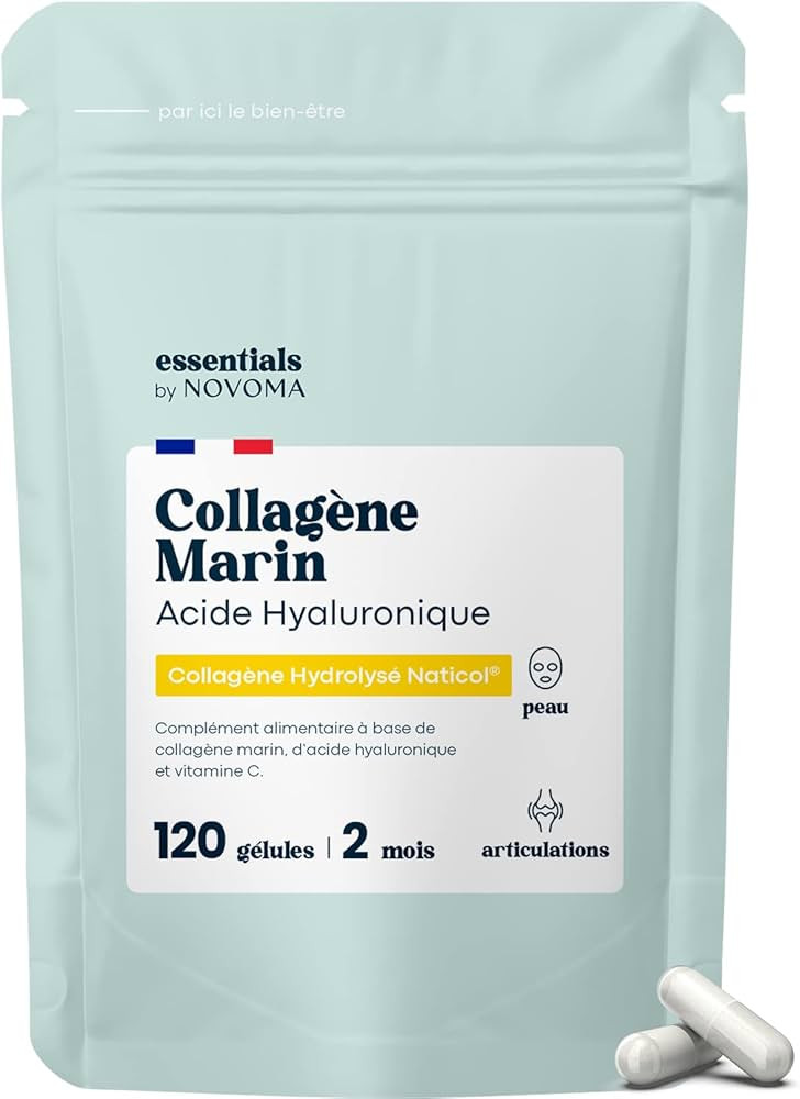 Collagène Marin + Acide Hyaluronique, Peau Hydratée et Articulations Fortes, Cure de 2 mois, 12... | Amazon (FR)