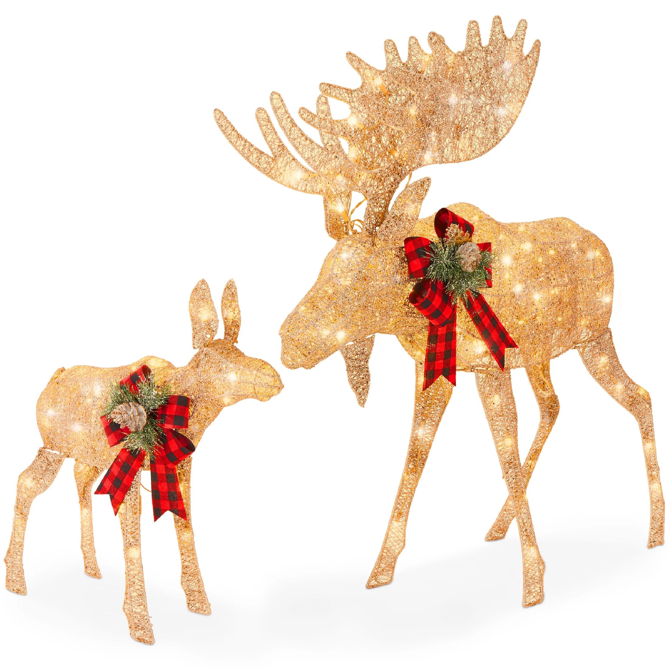 Best Choice Products 2-Piece Moose Family Lighted Christmas Yard Decor Set w/ 170 LED Lights, Sta... | Walmart (US)