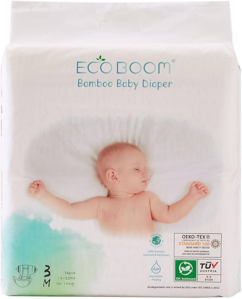 ECO BOOM Diapers, Viscose from Bamboo Diapers, Natural Soft Disposable Nappies for Infant, Size 3... | Amazon (US)