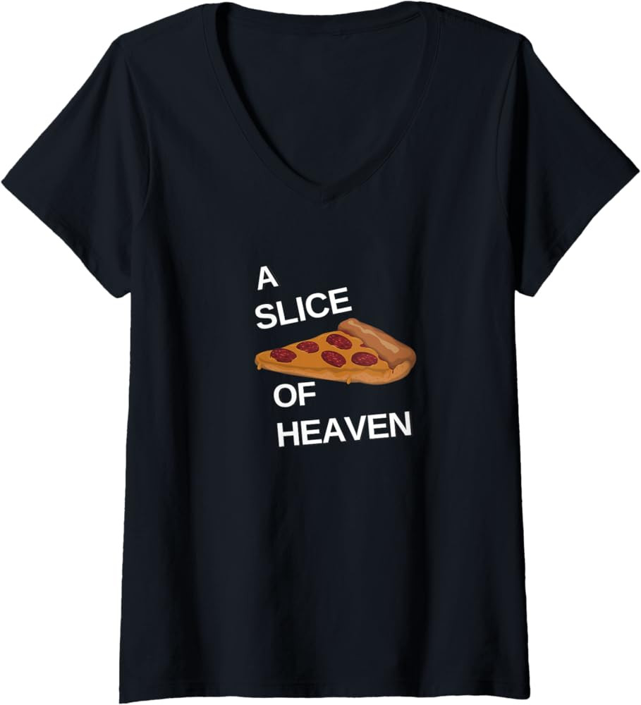 Womens A Slice of Heaven white print dark V-Neck T-Shirt | Amazon (US)