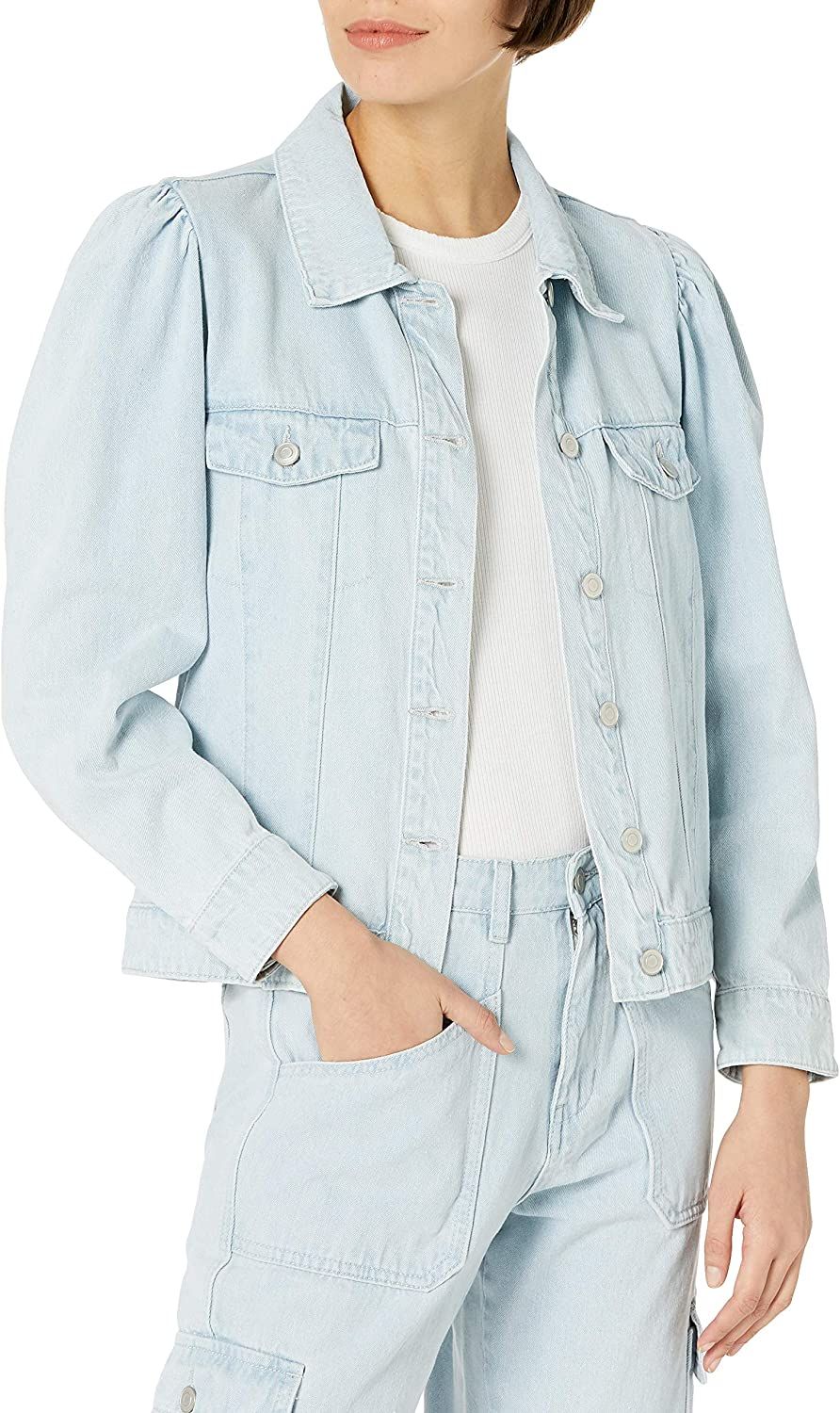 KENDALL + KYLIE Women's Puff Sleeve Denim Jacket - Amazon Exclusive | Amazon (US)