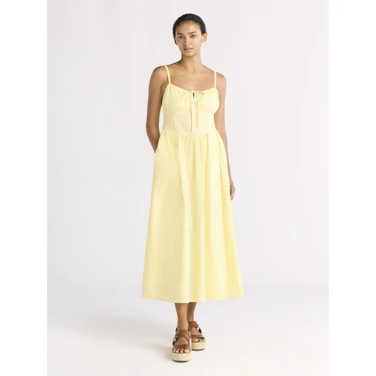 Free Assembly Women's Cotton Milkmaid Corset Maxi Dress, Sizes XS-XXXL | Walmart (US)