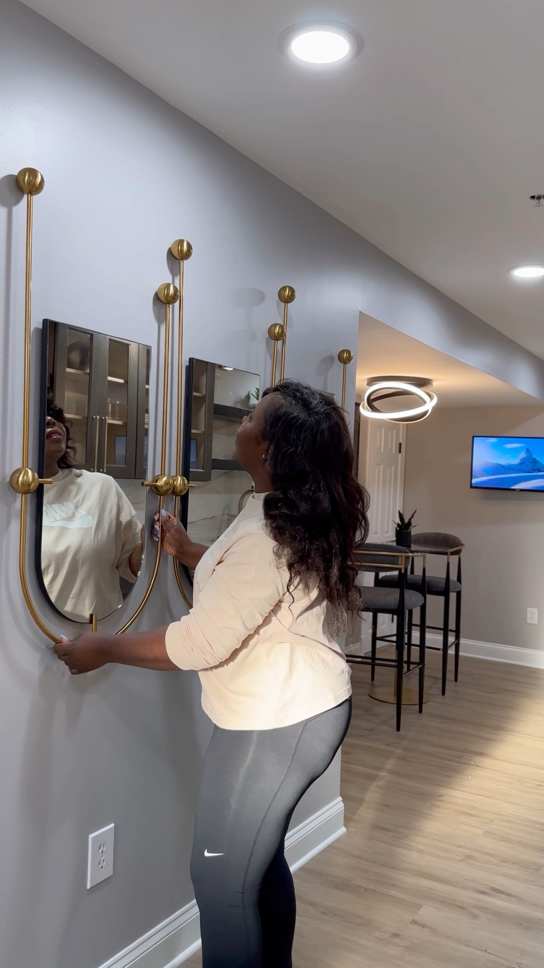 Take a closer look at these fabulous mirrors with its unique design! I was looking to fill that blank wall in our basement space and when I saw this, I knew it would look great. 

I combined three of them on the wall to give it that wow factor and like how it reflects light & the other side of the room! You can never go wrong with a good mirror 😉. 
Shop the WayDay sale to shop this mirror 30% off ⬇️

#LTKHome #LTKSaleAlert