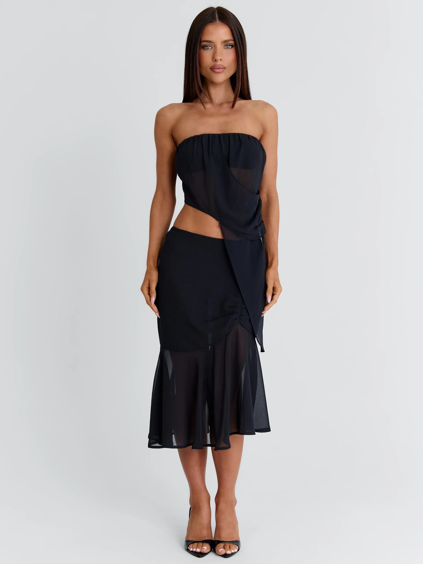 ITZELI MIDI SKIRT BLACK | Outcast (US & UK)
