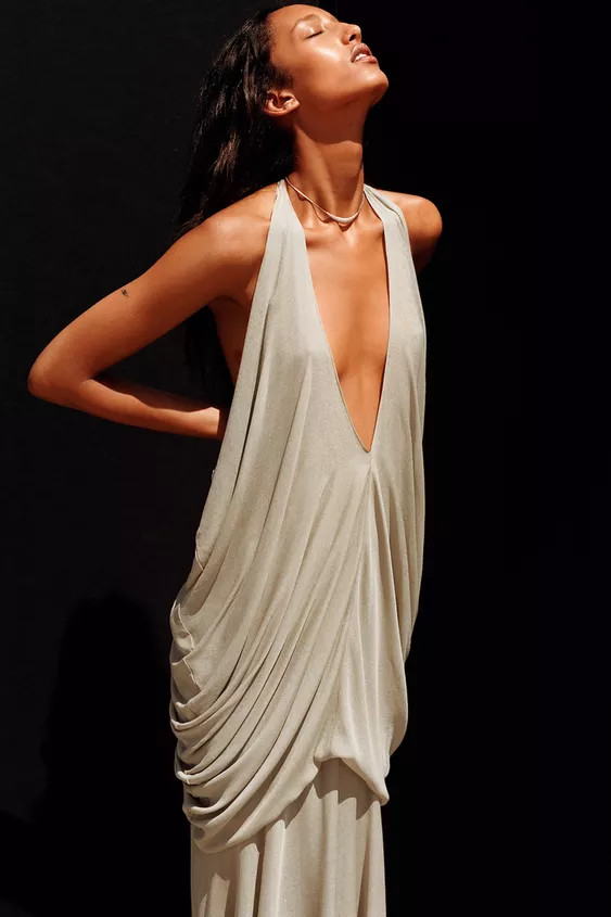 LIMITED EDITION HALTER VOLUME LONG DRESS | Zara US