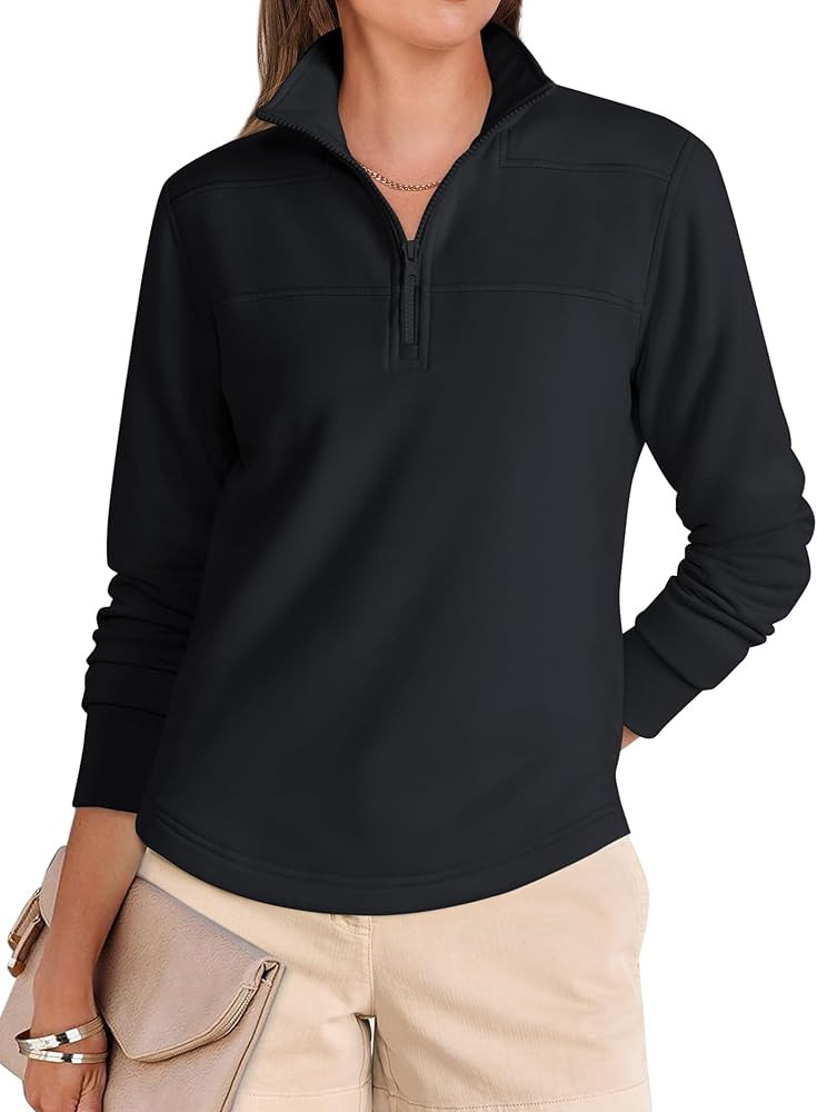 ANRABESS Womens Quarter Zip Sweatshirts 2025 Fall Long Sleeve Comfy Relaxed Casual Lightweight Pu... | Amazon (US)