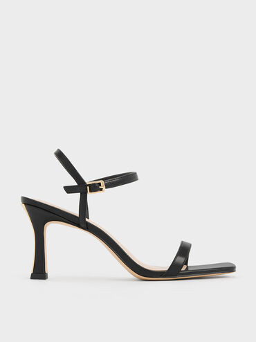 Square-Toe Heeled Sandals
 - Black | Charles & Keith UK