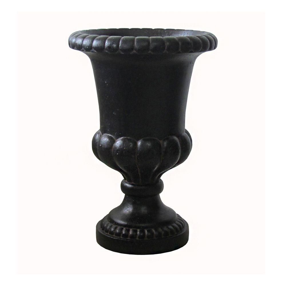 20 in. x 29 in. Cast Stone Double Bulbous Urn in Aged Charcoal | The Home Depot