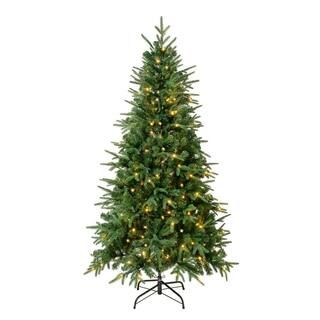 National Tree Company 6' Feel-Real Duxbury Light Green Mixed Hinged PreLit Artificial Christmas T... | The Home Depot