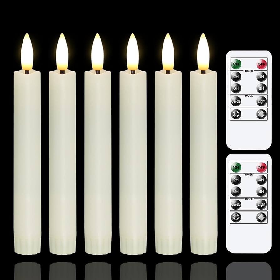 Battery Operated Flameless Taper Candles with Two Remote Timer, 6.4" LED 3D-Wick Window Candles, ... | Amazon (US)