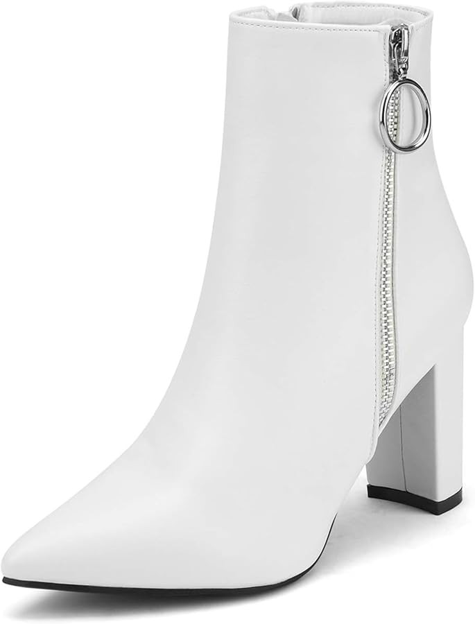 DREAM PAIRS Women's Chunky Heel Ankle Booties Pointed Toe Short Boots | Amazon (US)