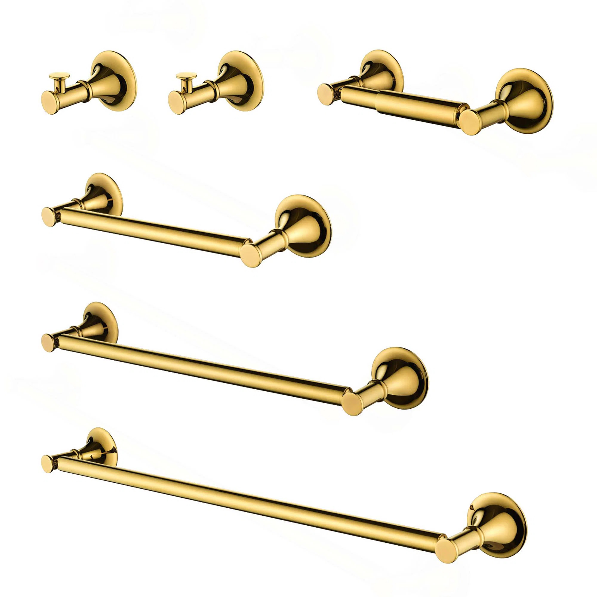 6 Piece Brass Bathroom Towel Rack Set Wall Mount MDL-W928P198304 | Wayfair North America
