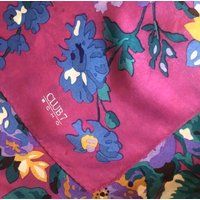 Echo Silk Scarf, Magenta Pink Floral 28 Square, Designer, Vintage Fabric | Etsy (US)