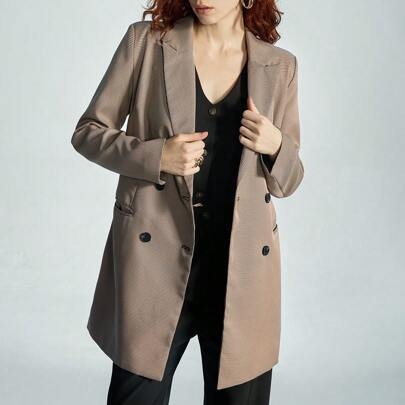 Vintage Elegant Houndstooth Pattern Women Office Blazer | SHEIN