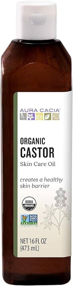 Aura Cacia Organic Castor Oil, 16 fl. oz., Skin Care, Hair Care, Massage, Moisturizes Skin, Creat... | Amazon (US)