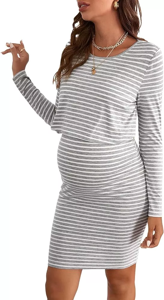 Smallshow Women's Short Sleeve Maternity Dress Ruched Pregnancy