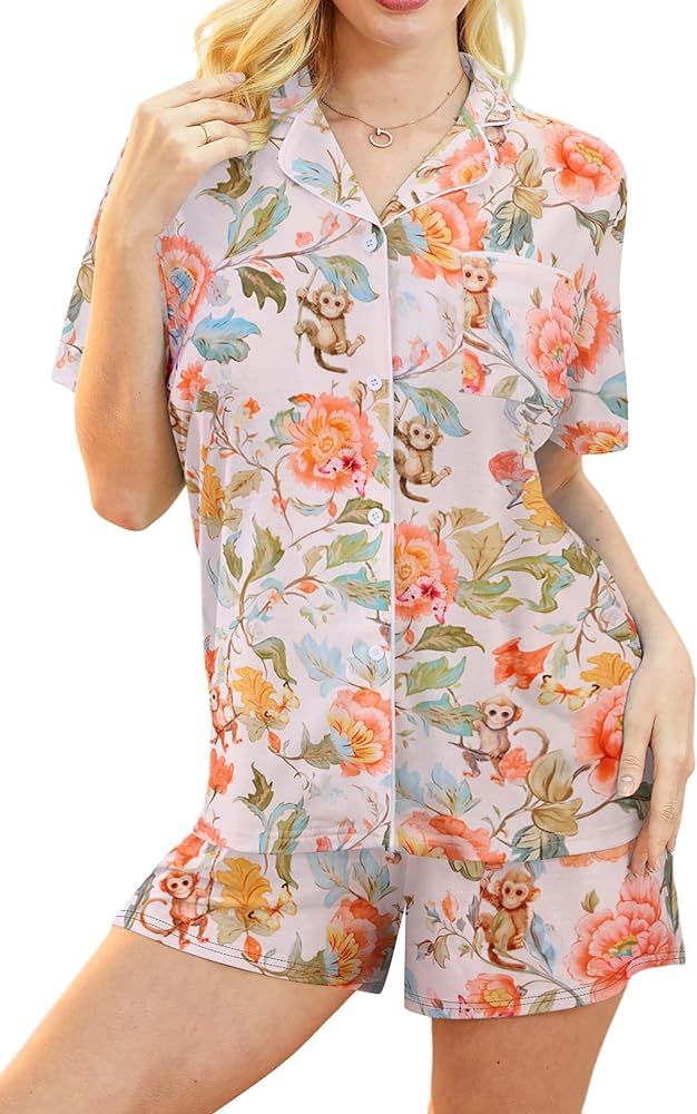 ALISISTER Pajamas for Women Set Novelty Floral Animal Pj Set Button Down 2 Piece with Pockets | Amazon (US)