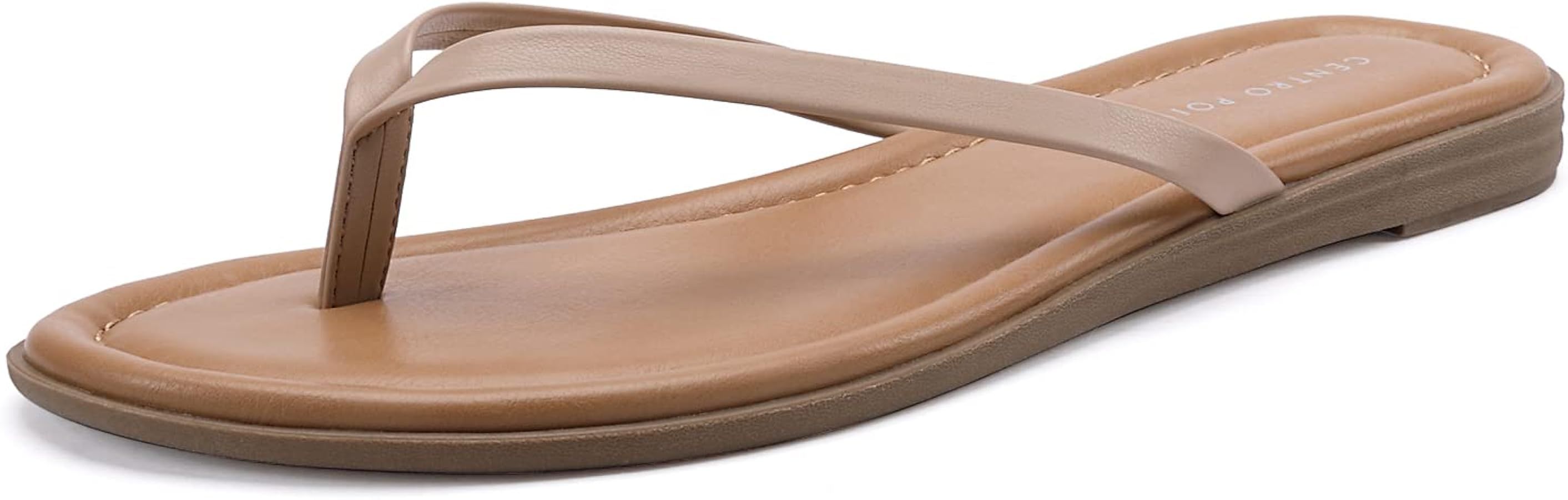 CentroPoint Women's T-strap Thong Flat Flip Flops Casual Thin Strap Sandals Single Layer Premier ... | Amazon (US)