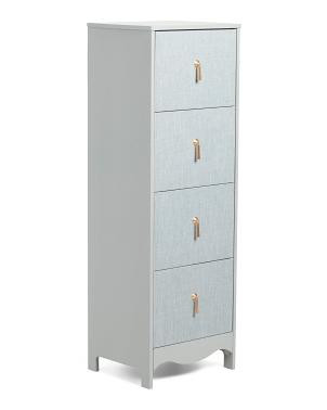17X13.5X48.5 Swoop Linen Front 4 Drawer Storage Tower For Women, Linen/Gold | TJ Maxx