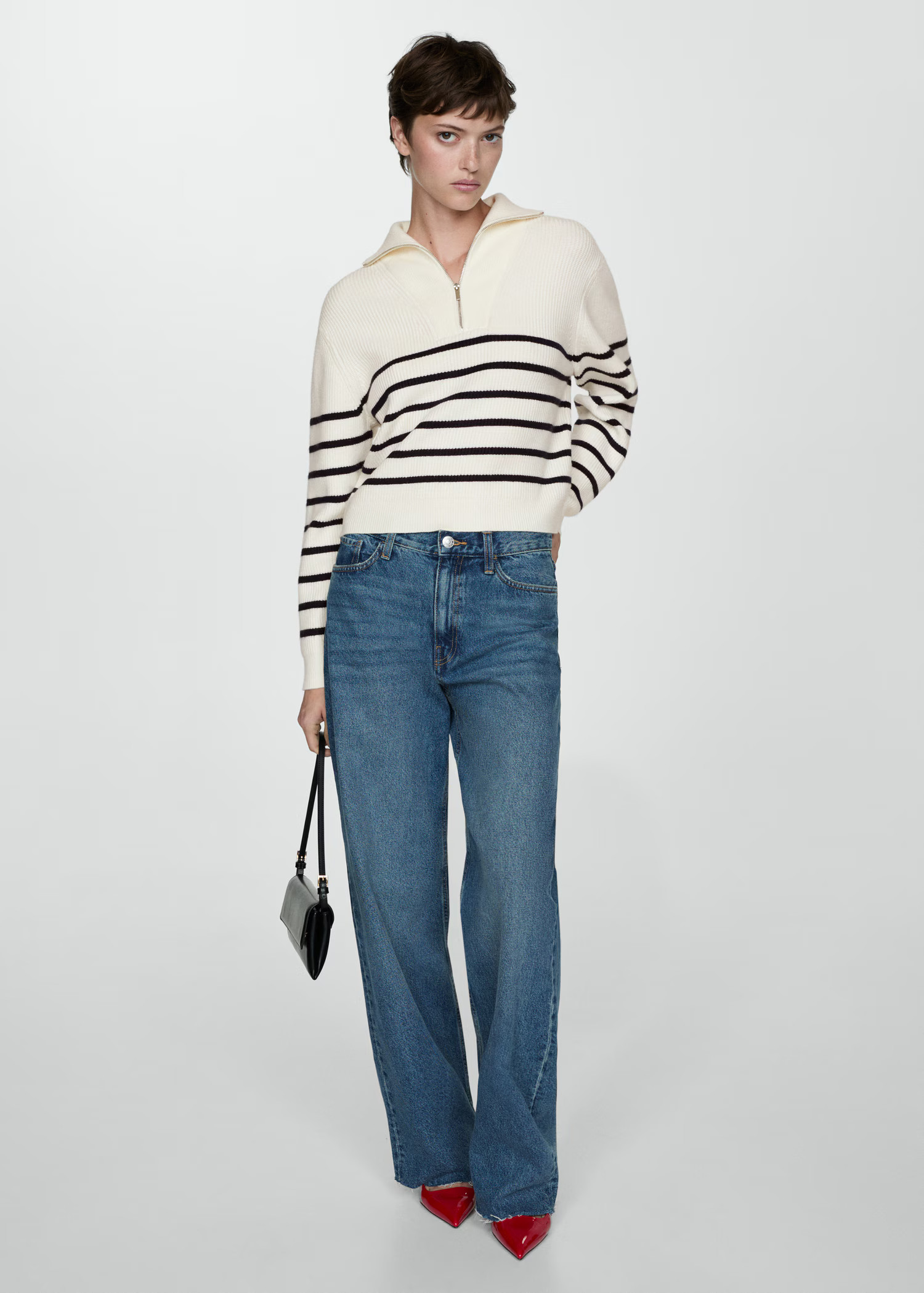 Striped sweater with zipper | MANGO (US)