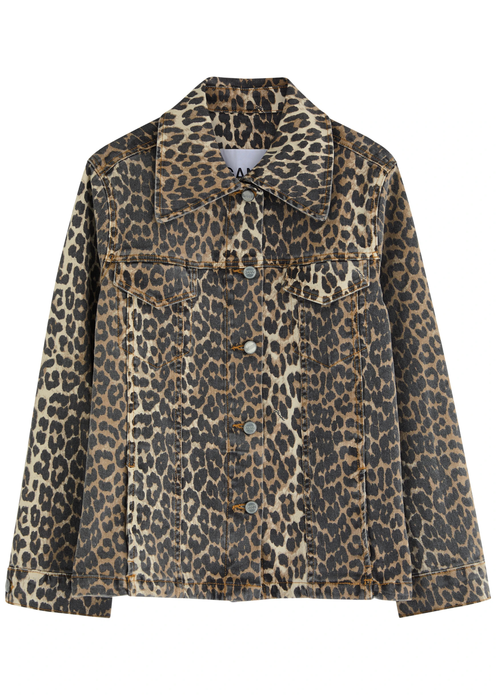 Leopard-print stretch-denim jacket | Harvey Nichols