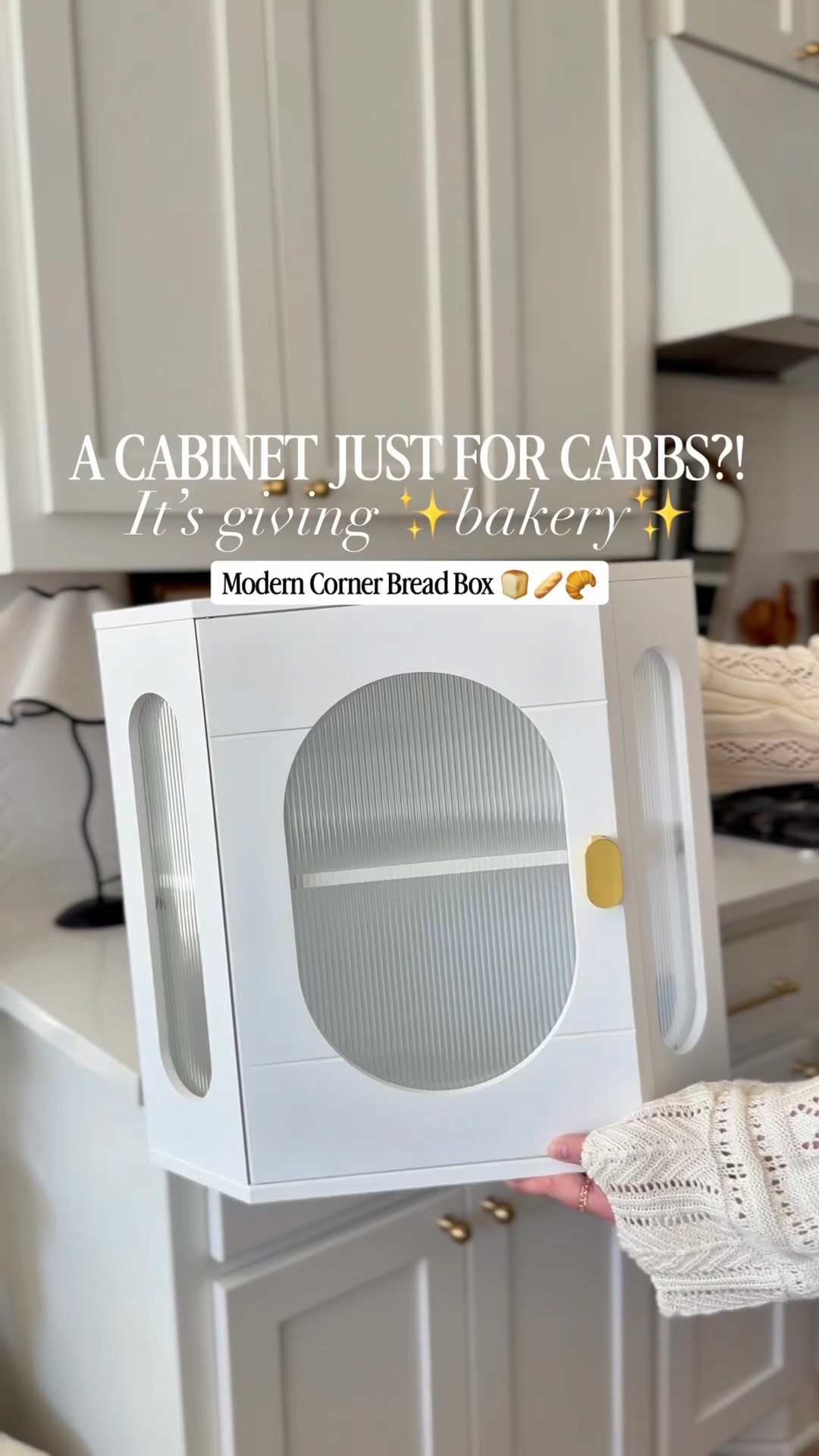 Modern corner bread box with fluted glass and gold handle! 

#LTKSaleAlert #LTKdayinmylife #LTKHome