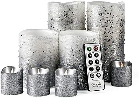 Silver Flameless Candles with Remote Control Set of 8, Furora LIGHTING LED Pillar Candles and Vot... | Amazon (US)