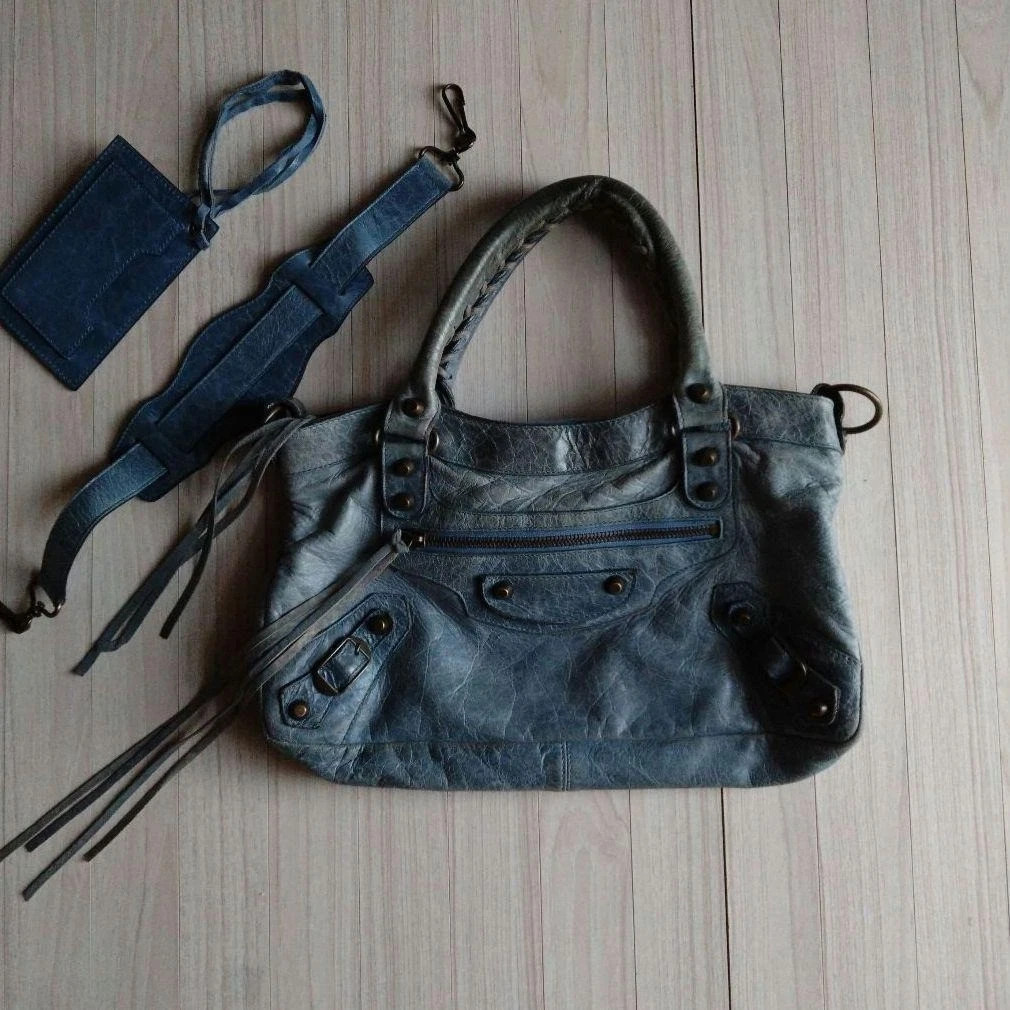 Authenticity GuaranteeBALENCIAGA The First Blue 2Way Shoulder Handbag Vintage Authentic Used | eBay AU