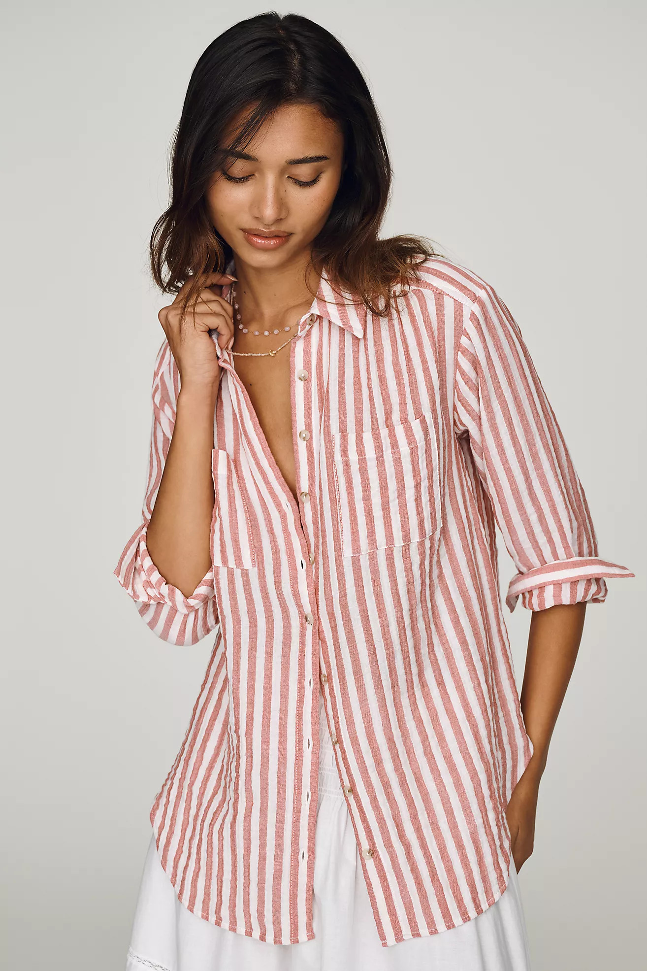 Hadley Relaxed Buttondown Shirt by Pilcro: Striped Edition | Anthropologie (US)