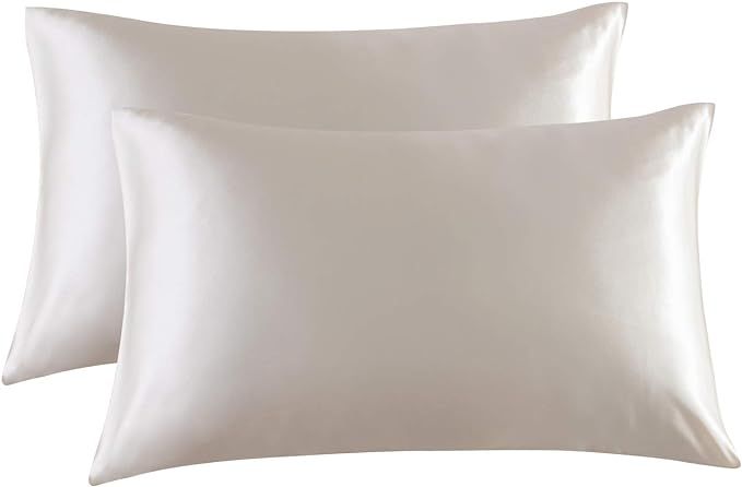 Bedsure Satin Pillowcase for Hair and Skin Queen -Beige Pillowcase 2 Pack 20x30 inches - Satin Pi... | Amazon (US)