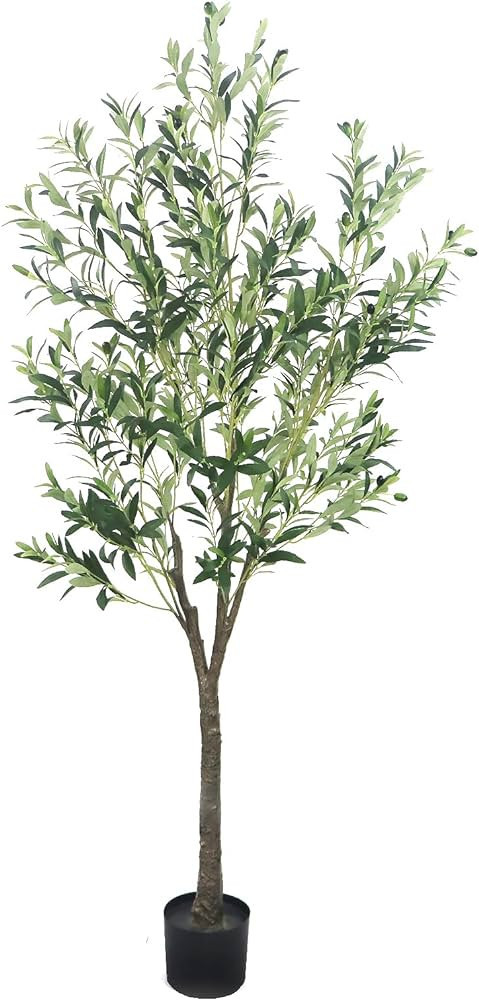 GUYUSO 6ft Tall (1326 Leaves) Artificial Tree Artificial Olive Tree in Plastic Pot Faux Olive Tre... | Amazon (US)