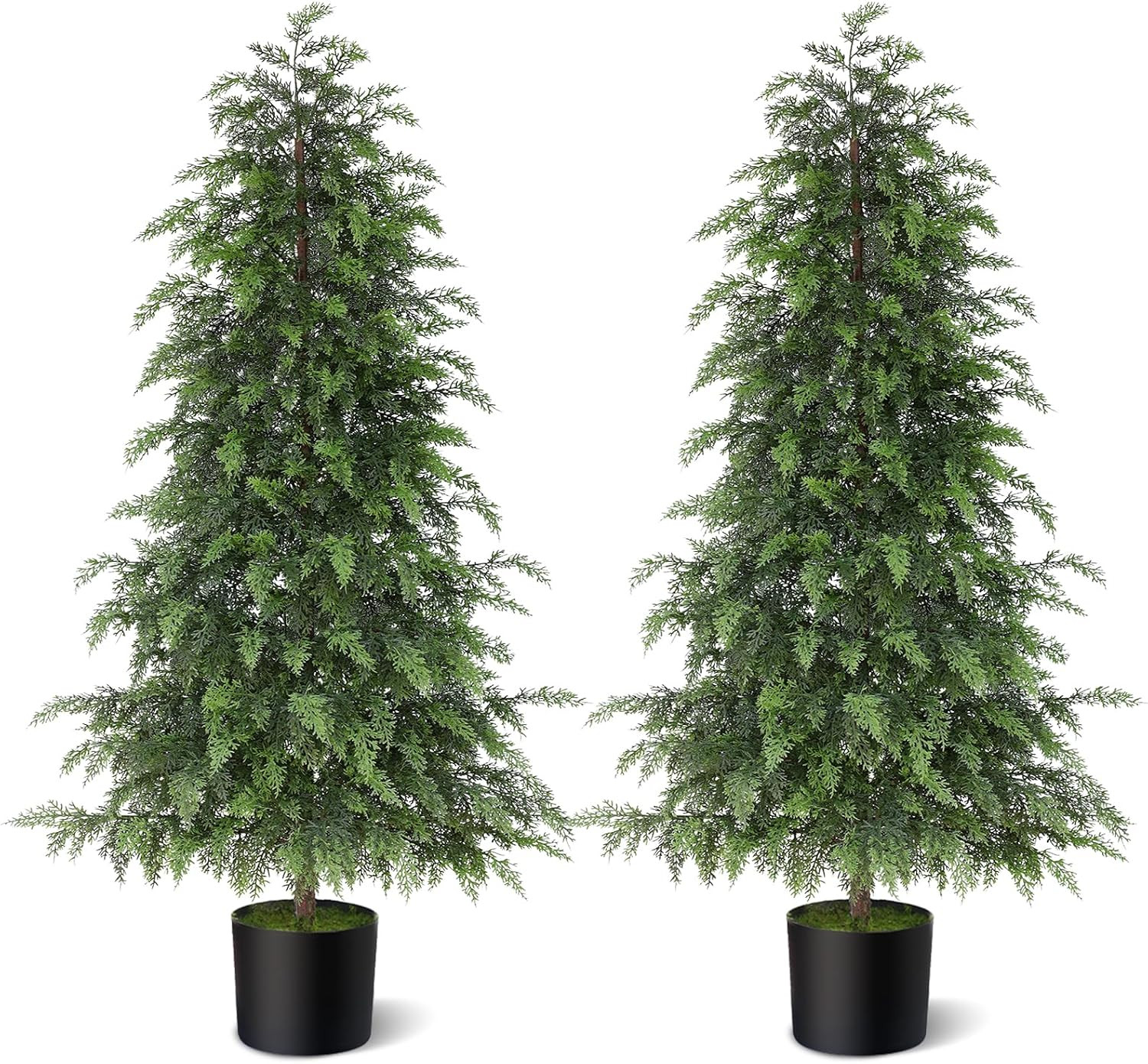 Lifelike Touch Artificial Cedar Christmas Trees for Front Porch (2Set 4FT) | Amazon (US)