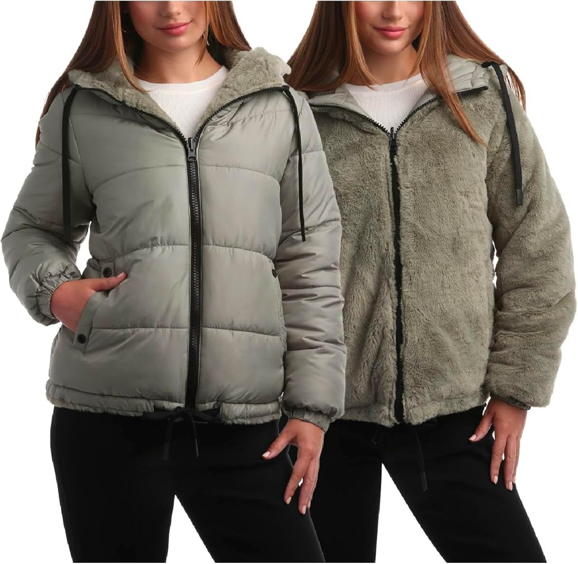 Steve Madden Women's Winter Jacket - Heavyweight Reversible Quilted Puffer Parka Coat Faux Fur Li... | Amazon (US)