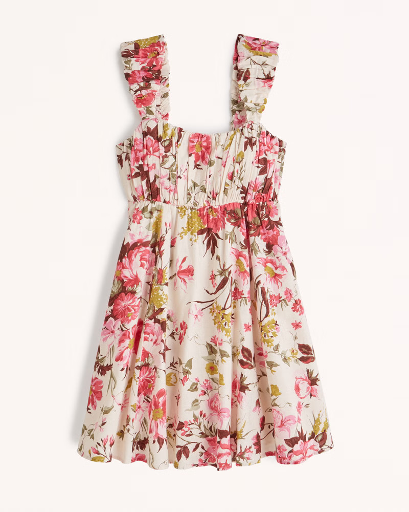 Puff Strap Babydoll Mini Dress | Abercrombie & Fitch (US)