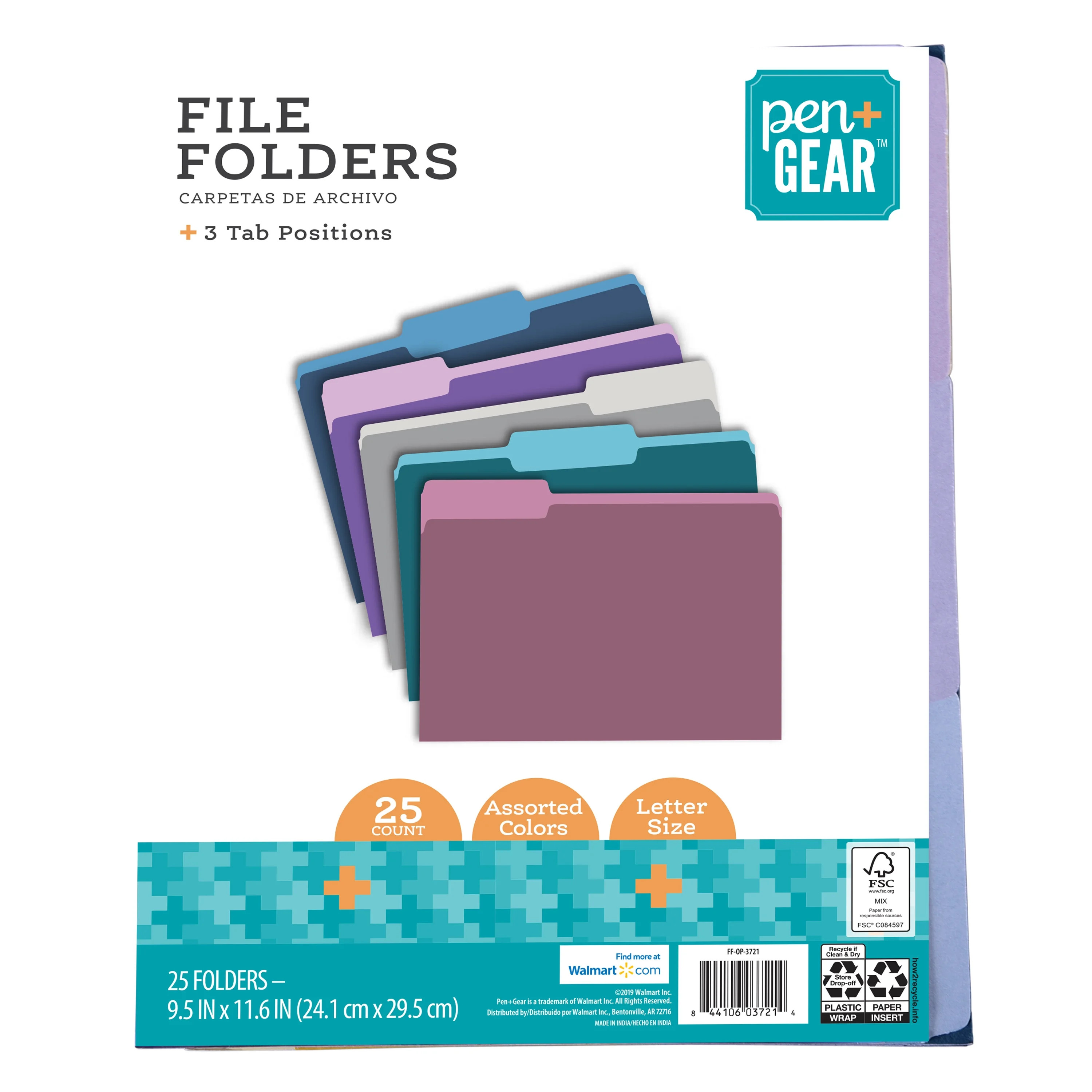 Pen+Gear Jewel Tone File Folders, Letter Size, Assorted Colors, 25 Count, 9.5" x 11.6" x 2.5" | Walmart (US)