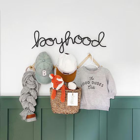 Boyhood Sign Modern Nursery Wall Hanging Baby Boy Nursery - Etsy | Etsy (US)
